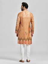 Rust orange vibrant celebration kurta suit for him