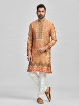 Rust orange vibrant celebration kurta suit for him