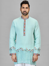 Sky blue luminous silk festive wear