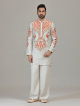 Ivory orange embroidered contemporary celebration look