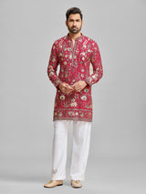 Red georgette royal embroidered kurta suit