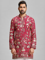 Red georgette royal embroidered kurta suit