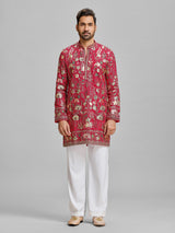 Red georgette royal embroidered kurta suit