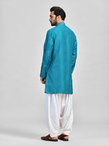 Blue silk bandhani salwar embroidered celebration ensemble