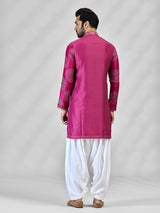 Magenta pink silk bandhani artistic celebration attire