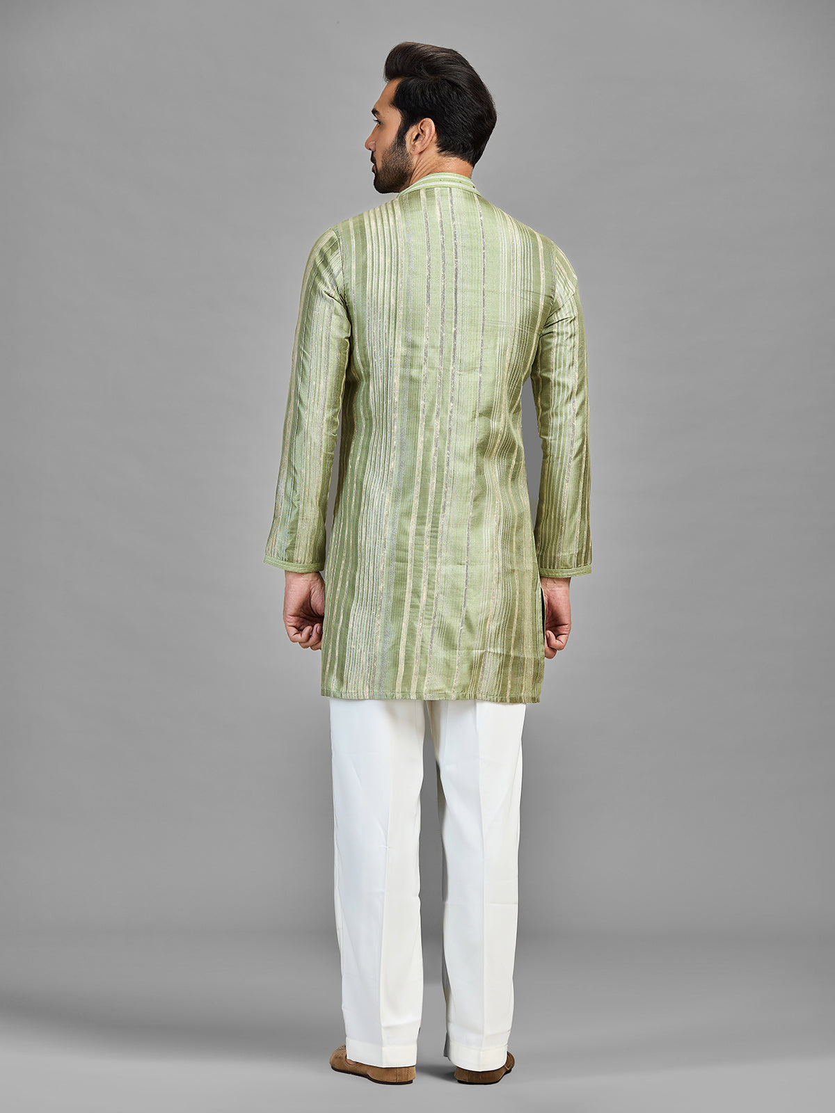 Green banarasi silk mehndi celebration ensemble