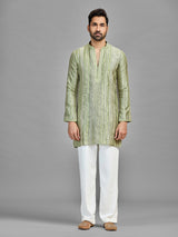 Green banarasi silk mehndi celebration ensemble