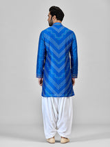 Blue silk bandhani aari salwar festive set