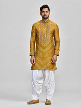 Yellow silk bandhani salwar festival statement kurta