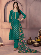Teal green mehndi glow ethnic wear