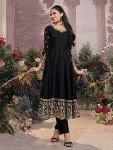 Black chinon luxe evening anarkali charm