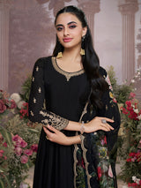 Black chinon luxe evening anarkali charm