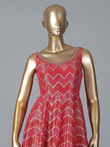 Stunning pink anarkali suit in tissue silk