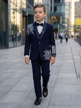 Navy reception wear terry rayon coat suit for boys