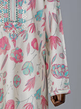 Pink and off white cotton silk kurta suit