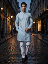 Elegant light blue cotton kurta suit