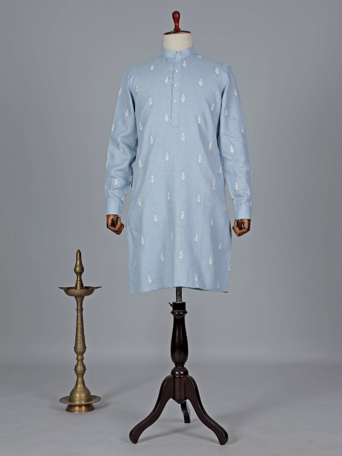 Elegant light blue cotton kurta suit