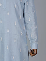 Elegant light blue cotton kurta suit