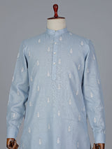 Elegant light blue cotton kurta suit
