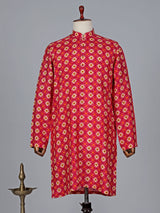 Latest red printed cotton kurta suit