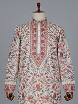 White embroidery silk kurta suit