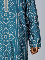 Latest rama blue silk kurta suit for mens festive wear