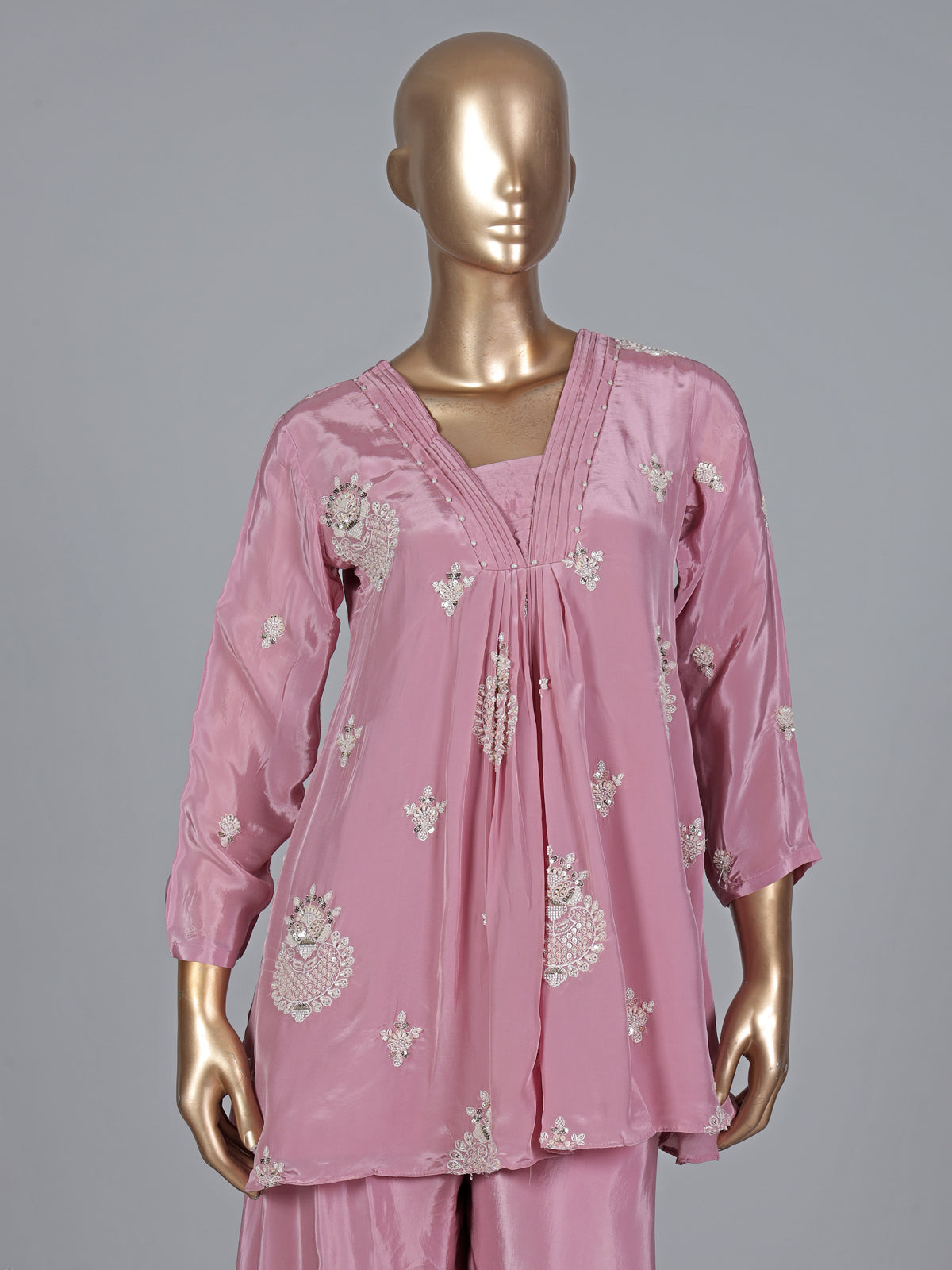 Rose pink georgette silk embroidered salwar suit