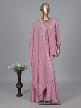 Rose pink georgette silk embroidered salwar suit