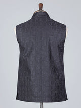 Blue cotton silk thread detailed waistcoat with classic appeal