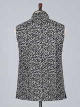 Black cotton silk embroidered waistcoat in regal finish