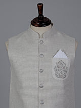 Beige chanderi silk waistcoat with sequins embroidery accent