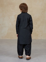 Classic black cotton pathani kurta salwar set