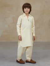 Light beige cotton pathani kurta salwar ensemble
