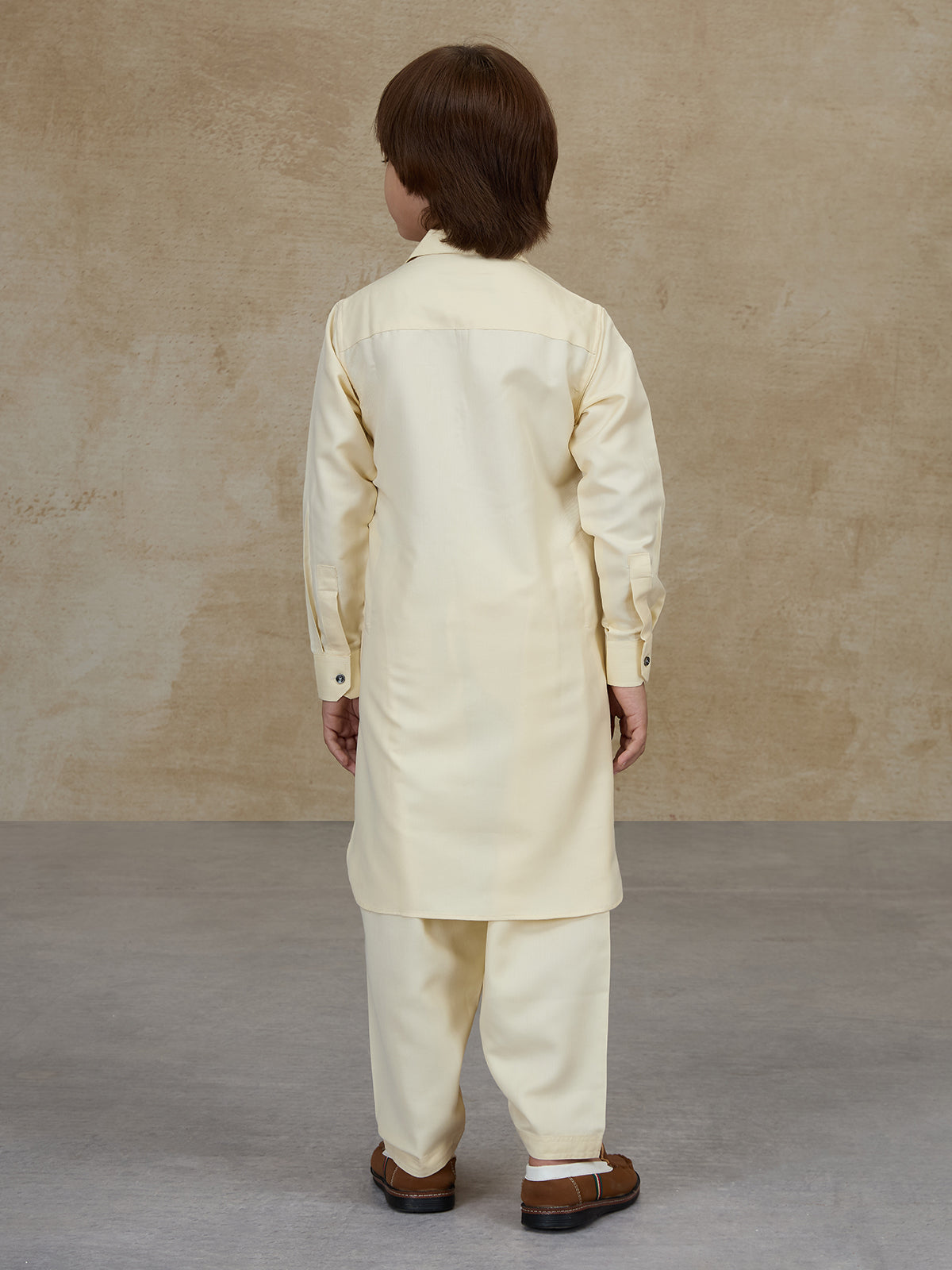 Light beige cotton pathani kurta salwar ensemble