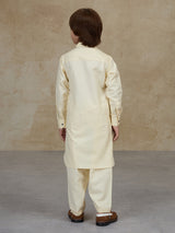 Light beige cotton pathani kurta salwar ensemble