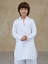 White cotton pathani kurta salwar festive set
