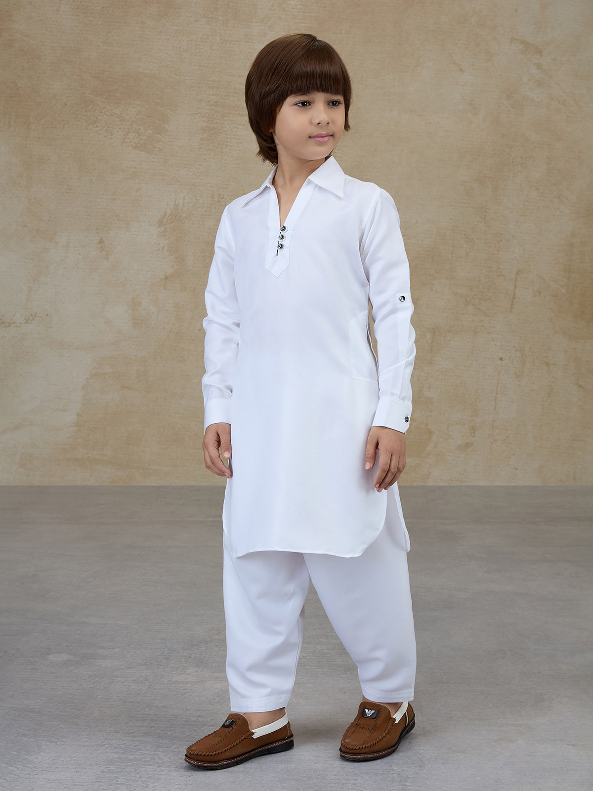 White cotton pathani kurta salwar festive set