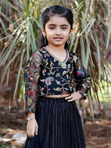 Black sequins worked lehenga choli for girls