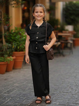Black co ored set in textured cotton bland