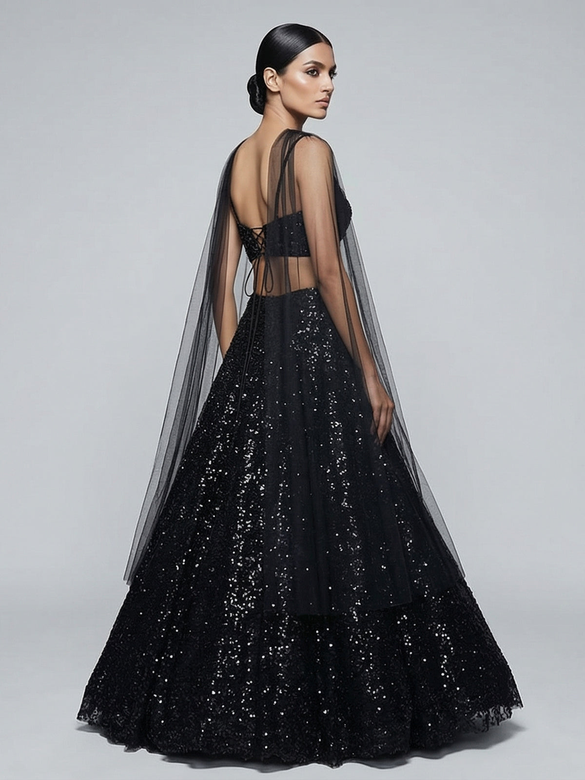 Black net lehenga choli for party wear