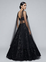 Black net lehenga choli for party wear