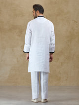 White linen festive wear kurta suit