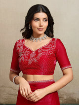 Red party wear fandy chiffon saree