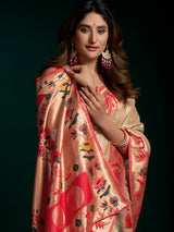 Cream tissue paithani silk saree