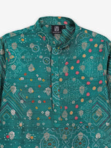 Rama green printed kurta suit with zari work