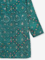 Rama green printed kurta suit with zari work
