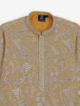 Beige georgette thread worked kurta suit
