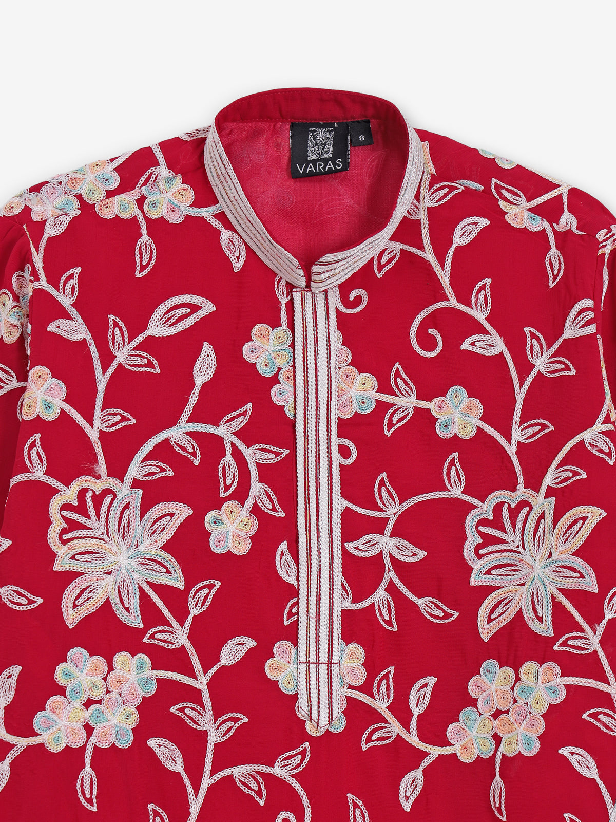 Red georgette thread worked kurta suit for wedding