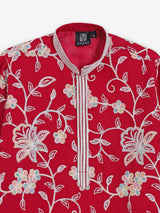 Red georgette thread worked kurta suit for wedding