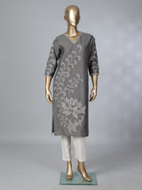 Grey silk thread sequins embellished stylish casual kurti